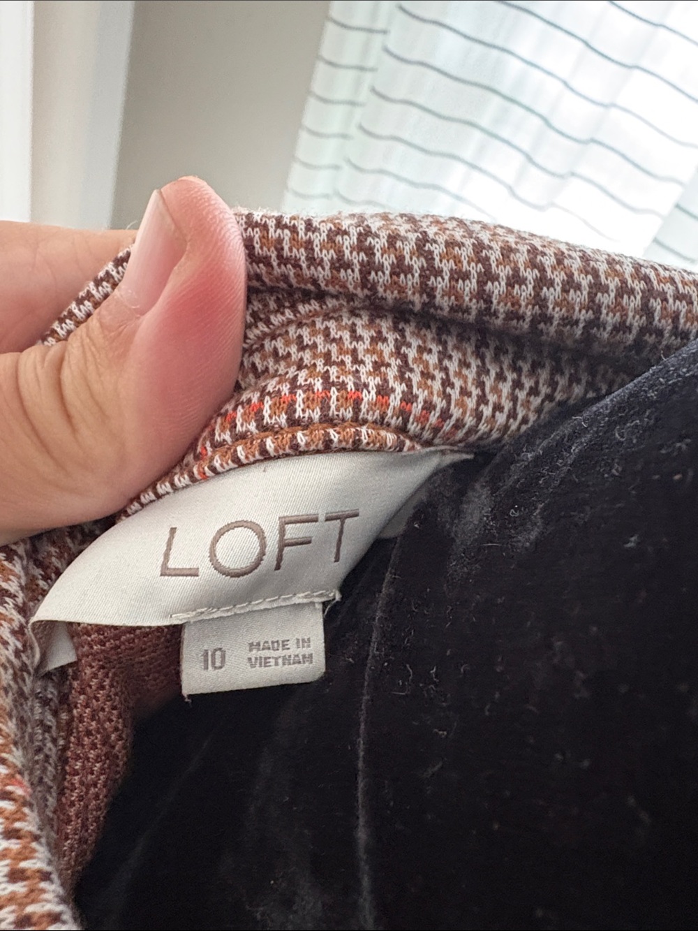 LOFT Brown and Rust Plaid Short Sleeve Button Dress - Picture 2 of 13